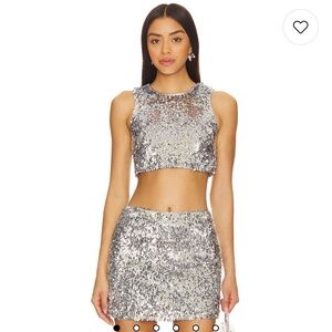 Camila Coelho Izabel Mini Skirt in Silver